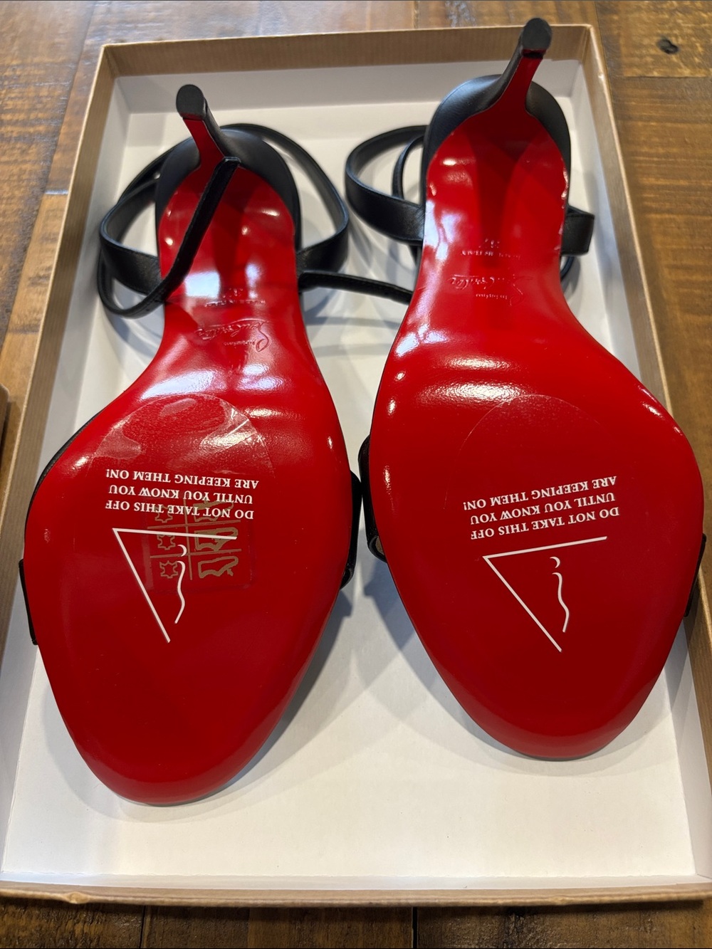 Christian Louboutin Black Leather Open-Toe Slingback Heels with Red Sole - Picture 5 of 5